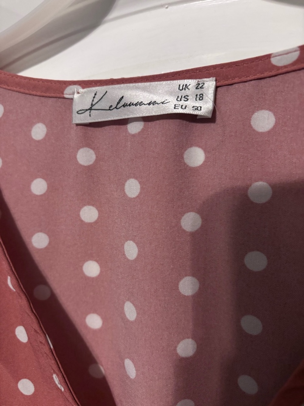 Polka Dot V-Neck Midi Dress in Dusty Rose - Picture 6 of 9